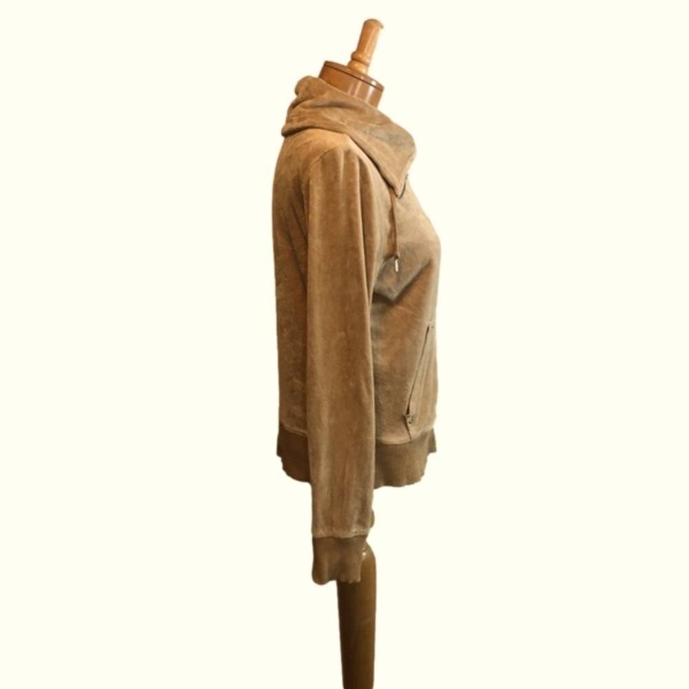 Michael Kors Vintage Light Brown Velour Zip Up Jacket with pockets Size Medium - Picture 3 of 14